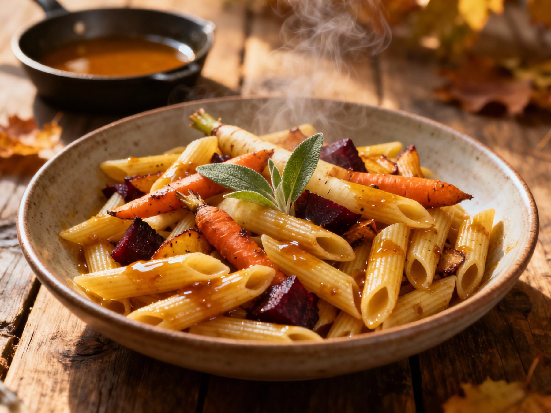10. Roasted Root Vegetable Pasta with Brown Butter and Sage