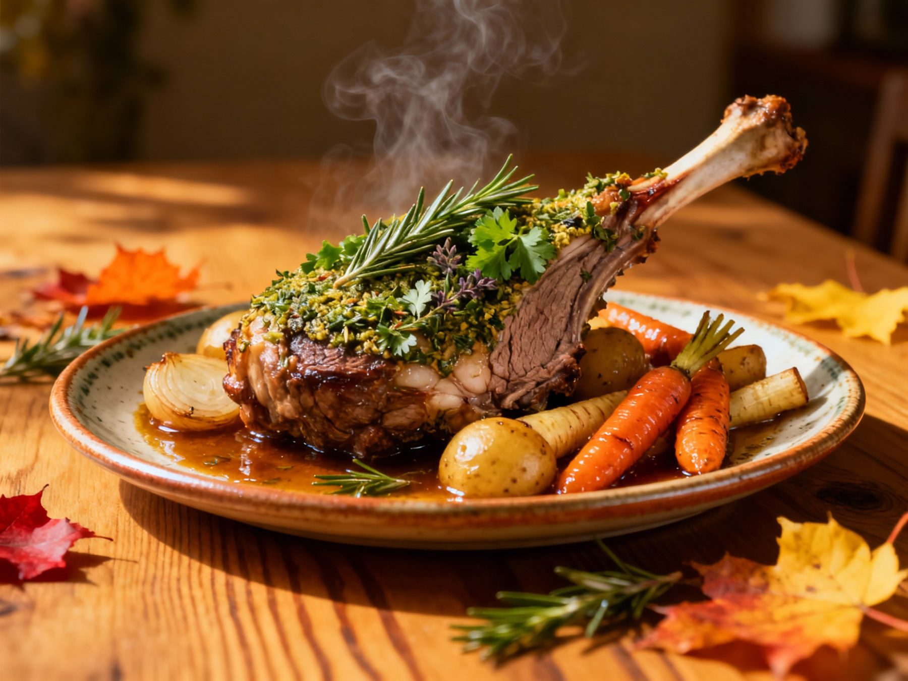 7. Herbed Leg of Lamb with Roasted Root Vegetables