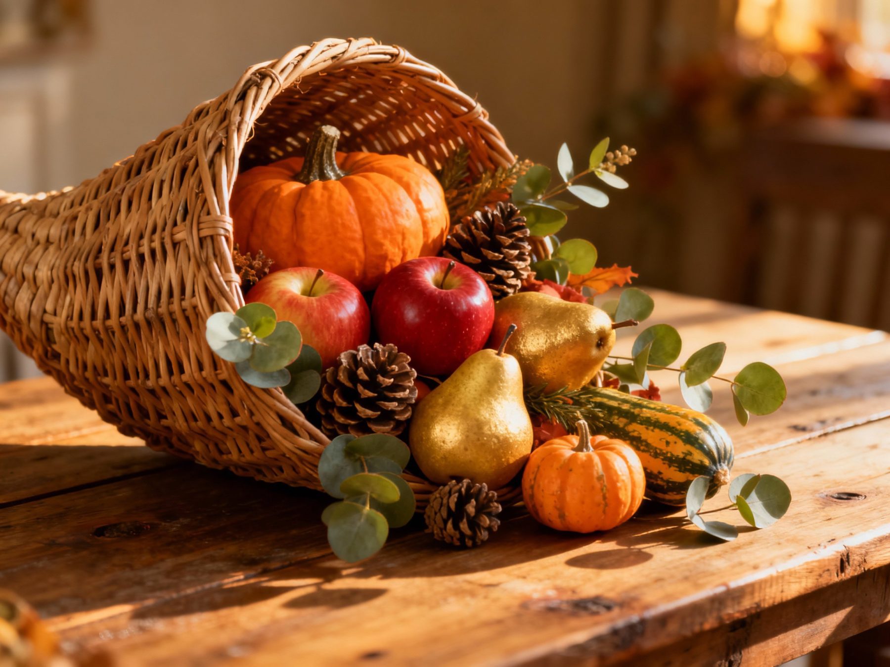 Idea 5: Cornucopia Basket Centerpiece